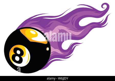 Flaming Billiards Eight Ball Vector Cartoon burning with Fire Flames Stock Vector