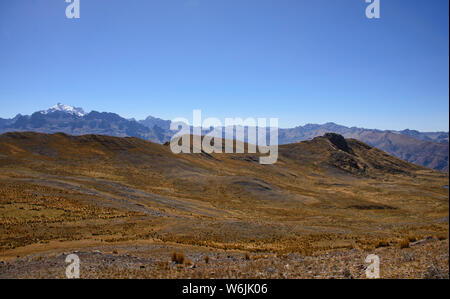 Trekking part of the original Inca Trail to the ruins of Huchuy Qosqo, Sacred Valley, Peru Stock Photo