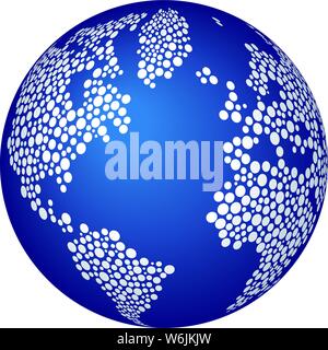 Vector illustration. Dotted restricted world map image in blue tones. Stock Vector