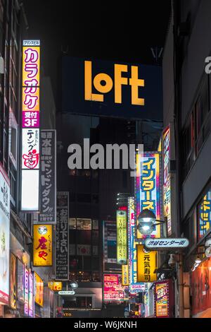 Japan, Tokyo, illuminated signs of the Shibuya district Japan, Tokyo, illuminated signs of the Shibuya district