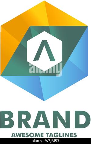 initial letter a with hexagon color background logo concept vector Stock Vector