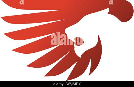 creative lion wing logo vector illustration, Winged Lion ancient emblems elements Stock Vector