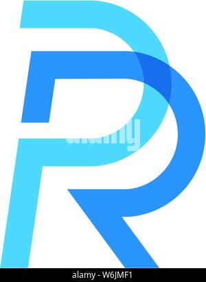 creative Initial letter PR or RP logo template colored blue design for business and company identity Stock Vector