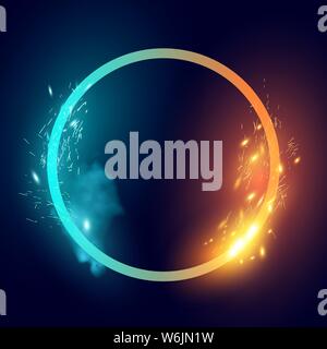 Fire and Ice effects on a loop shape. Vector illustration. Stock Vector
