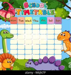 A school timetable blank template with cartoons Stock Vector Image ...