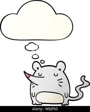 cartoon mouse with thought bubble in smooth gradient style Stock Vector