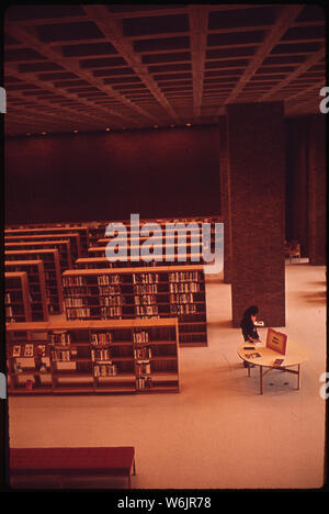 The open stack area at Rogers Memorial Library is shown, offering ...