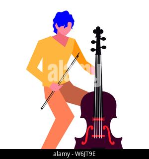 musician man cello playing music design vector illustration Stock Vector