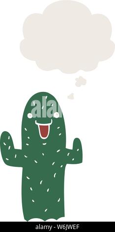 Cartoon Cactus With Thought Bubble In Retro Style Stock Vector Image 