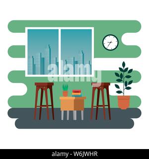 office places scenes with laptop Stock Vector