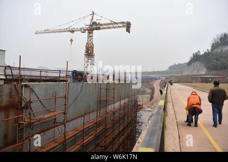 View of the construction site of a full-scale replica of the Titanic passenger liner in Daying county, Suining city, southwest China's Sichuan provinc Stock Photo