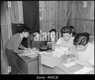 Rohwer Relocation Center, McGehee, Arkansas. General Office in the High School. Stock Photo