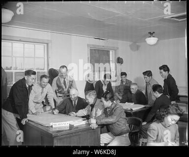 Rohwer Relocation Center, McGehee, Arkansas. The engineering staff at this relocation center. Stock Photo