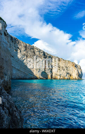 Greece, Zakynthos, North cape skinari cliffs at waterside Stock Photo