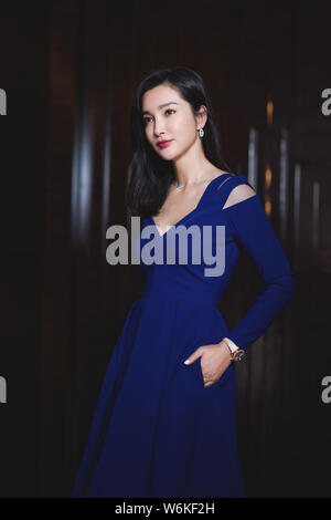 Chinese actress Li Bingbing poses for portrait photos during an exclusive interview by Imaginechina in Beijing, China, 15 January 2018. Stock Photo