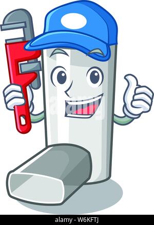 Plumber asthma inhaler in the character bag Stock Vector
