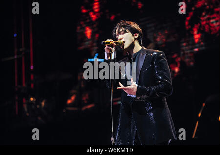 South Korean actor and singer Jung Yong-hwa of the rock band CNBLUE performs during 2018 Jung Yong Hwa Live 'Room 622' concert in Hong Kong, China, 27 Stock Photo