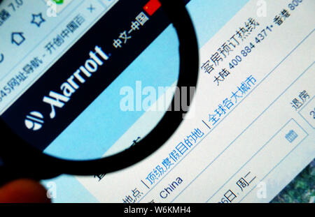 --FILE--A Chinese netizen browses the website of Marriott Hotel of Marriott International in Tianjin, China, 26 April 2016.   Shanghai authorities hav Stock Photo