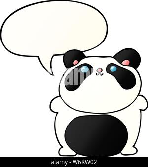 cartoon panda with speech bubble in smooth gradient style Stock Vector