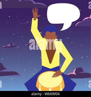 musician man drum playing music design vector illustration Stock Vector
