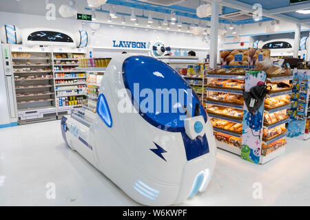 Interior view of Lawson's first convenience store inspired by Bilibili, a leading Chinese video-sharing streaming website themed around anime, comic a Stock Photo