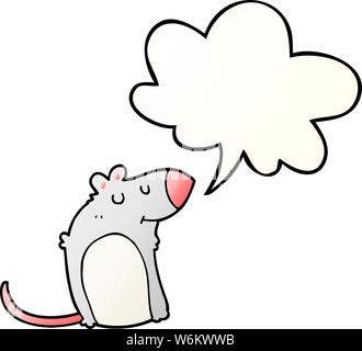 cartoon fat rat with speech bubble in smooth gradient style Stock Vector