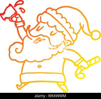 warm gradient line drawing of a santa claus with hot cocoa Stock Vector