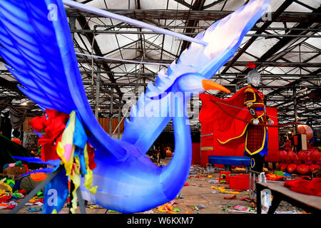 An unfinished colorful lantern is on display ahead of the 2018 Shenyang International Colorful Lantern Cultural Festival in Shenyang city, northeast C Stock Photo