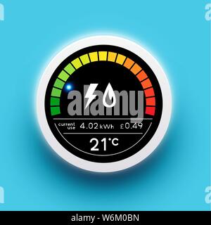 A small energy smart meter for controlling energy use in the home. Vector illustration. Stock Vector