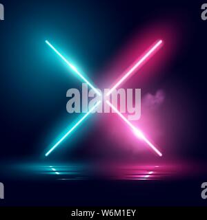 Glowing Neon cyan and pink background stage Lights, Futuristic mood lighting effect. Vector illustration. Stock Vector