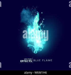 A mystical magic blue fire flame. Vector illustration. Stock Vector
