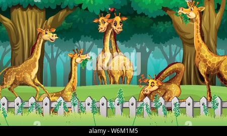Giraffes in woods scene illustration Stock Vector Image & Art - Alamy