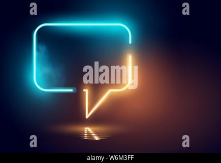 A glowing futuristc Neon speech bubble sign. Vector illustration Stock Vector