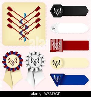 Vector logo emblem of rowing with button Stock Vector