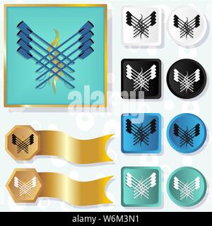 Vector logo emblem of rowing with button Stock Vector