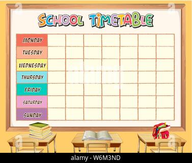 A school timetable blank template with cartoons Stock Vector Image ...