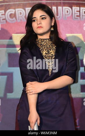 Indian film child actress Zaira Wasim attends a premiere event for the new movie 'Secret Superstar' in Beijing , China, 16 January 2018. Stock Photo