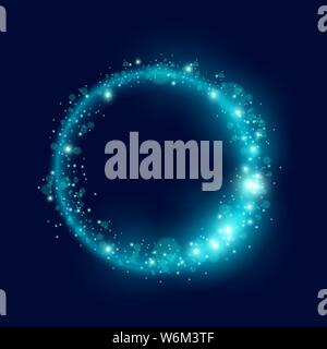 A loop of blue glowing sparkling particles. Vector illustration. Stock Vector