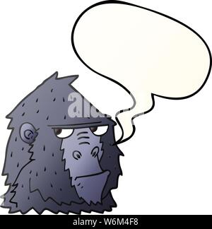 cartoon angry gorilla face with speech bubble in smooth gradient style Stock Vector