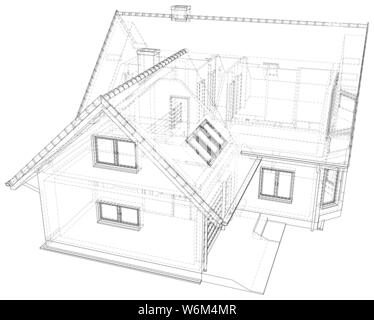 House wire blueprint - isolated over a white background Stock Vector
