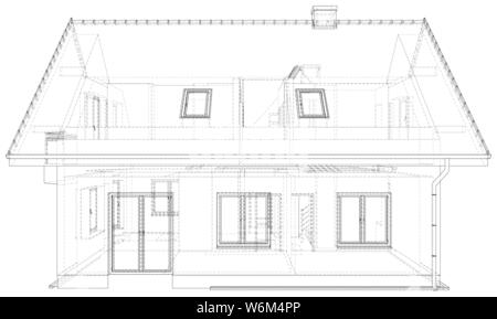 House wire blueprint - isolated over a white background Stock Vector