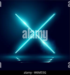Glowing Neon background stage Lights, Futuristic mood lighting effect. Vector illustration. Stock Vector