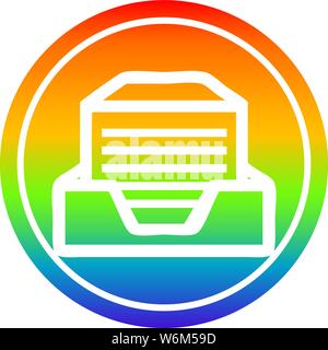 office paper stack circular icon with rainbow gradient finish Stock ...