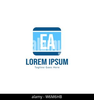 Initial EA logo template with modern frame. Minimalist EA letter logo vector illustration design Stock Vector