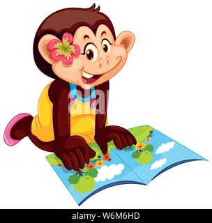 Cute monkey in human-like pose isolated illustration Stock Vector