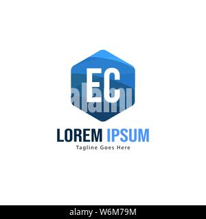 Initial EC logo template with modern frame. Minimalist EC letter logo vector illustration design Stock Vector