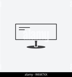 Ultra Wide Monitor glyph icon. Monochrome style design simple element. Black color ultra wide monitor icon for web and mobile. Computer collection Stock Vector