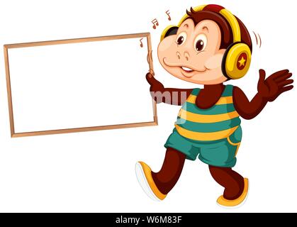 Cute monkey in human-like pose isolated illustration Stock Vector