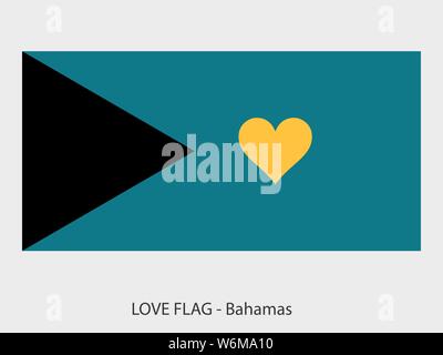 I love The Bahamas vector flag with heart sign symbolizing love for that country Stock Vector