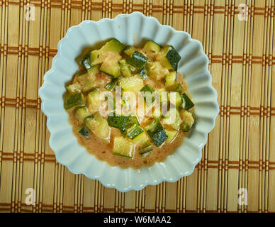 Khatta Meetha Kaddu, Punjabi  sweet sour pumpkin with fenugreek seeds. Stock Photo